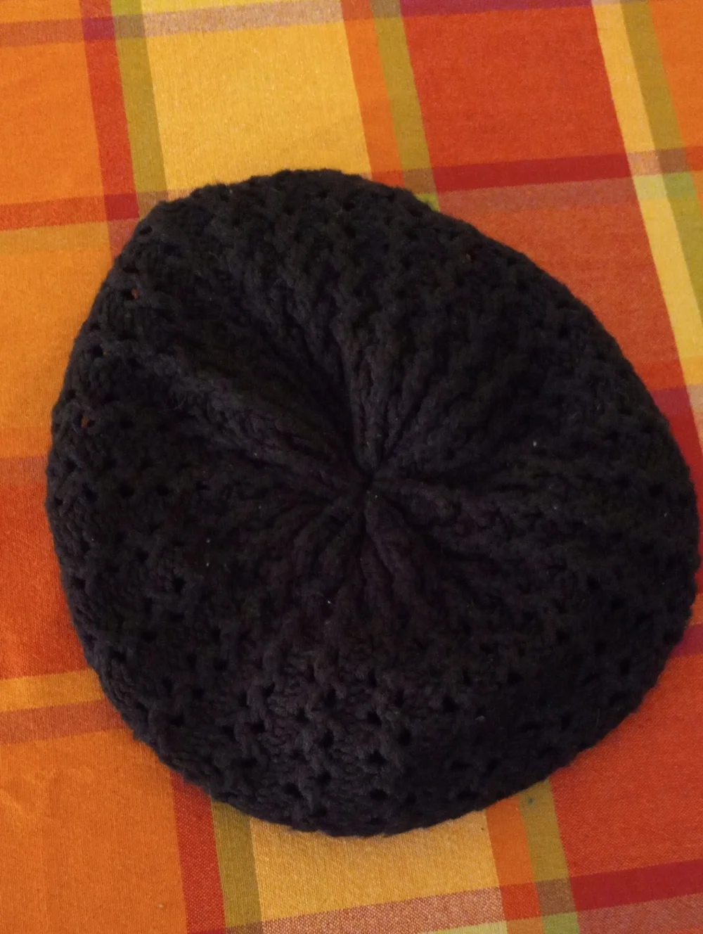 Black Crochet Knit Beret Slouchy Beanie Hat – OS